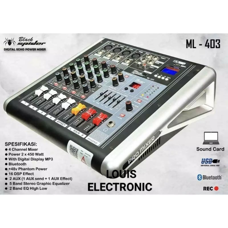 Jual Power Mixer Black Spider ML403 ML 403 4 Channel ORIGINAL | Shopee ...