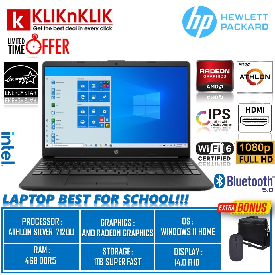 Jual Laptop Hp 14 Amd Athlon Silver 7120u Ram 4gb Ddr5 512gb Ssd 140 Win11home Black Shopee 4173