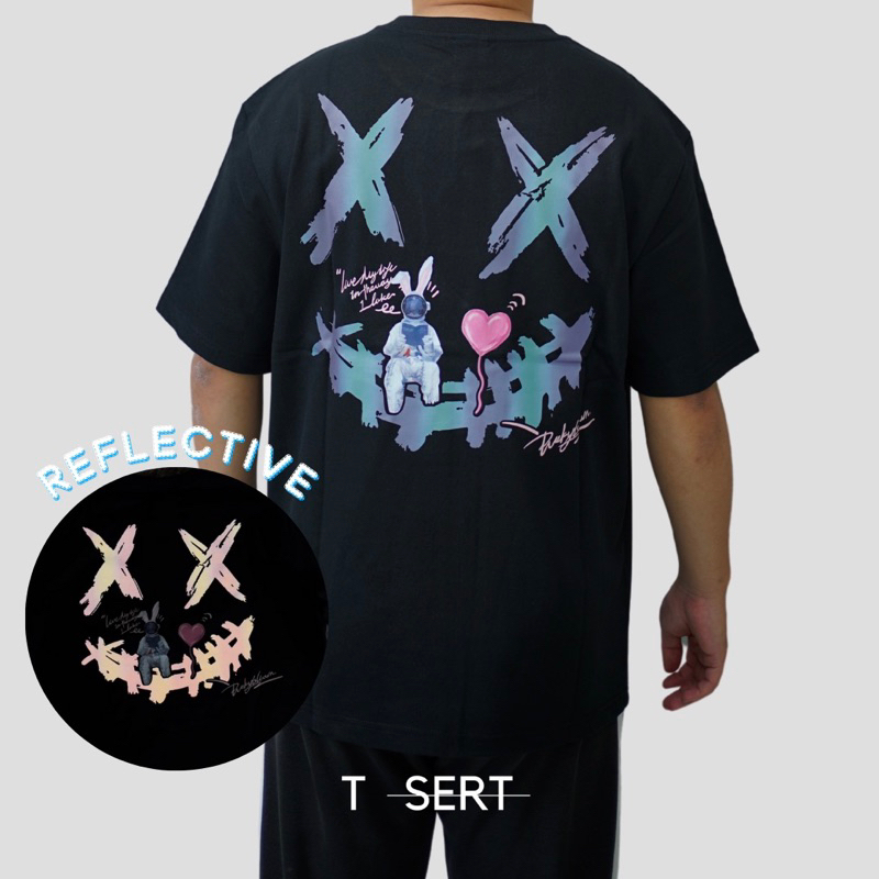 Jual RIC Ricky Is Clown Space Laser Heart Reflective Tee Black Original ...