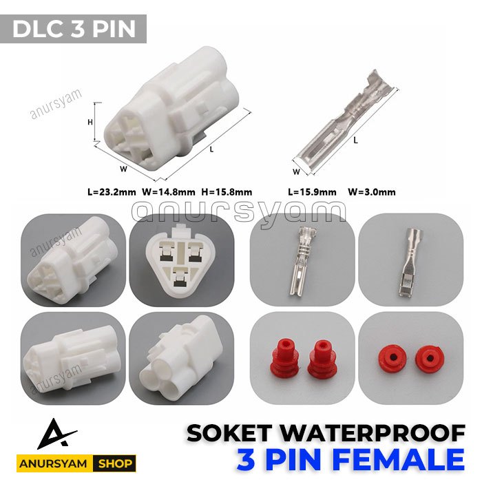 Jual Soket Female DLC 3 Pin Yamaha | Soket 3 Pin Female | Soket ...