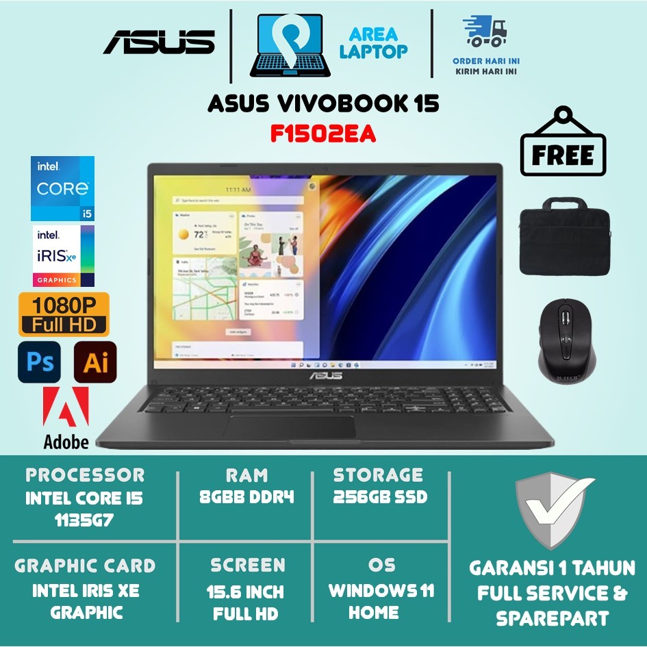 Jual Laptop Murah Asus Vivobook 15 F1500EA Iris Xe Intel Core I5 1135G7 12GB 512GB SSD 15 6 FHD