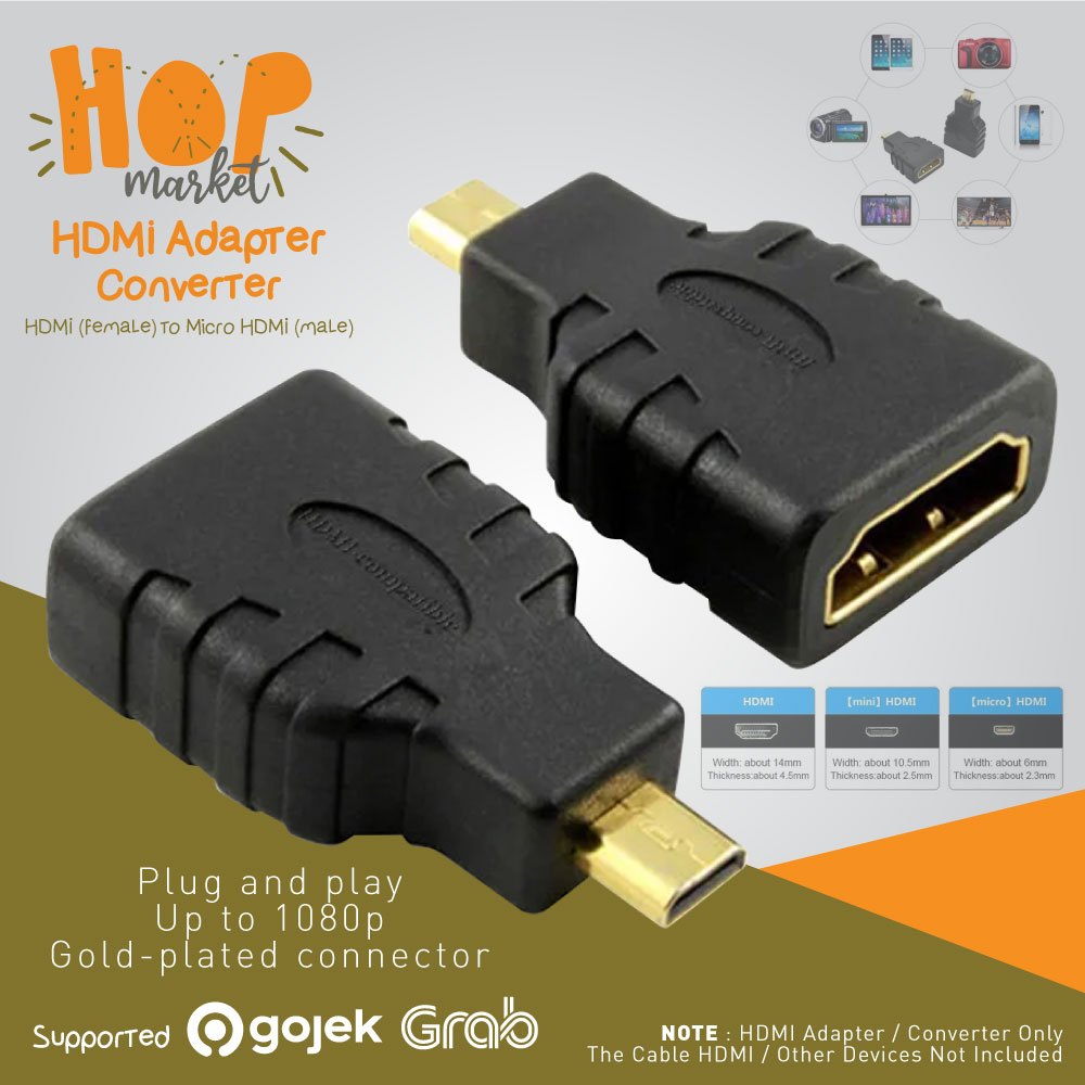 Adapter Standard HDMI Female to MICRO HDMI Male Sambungan Konektor  MicroHDMI (Connector Adaptor)