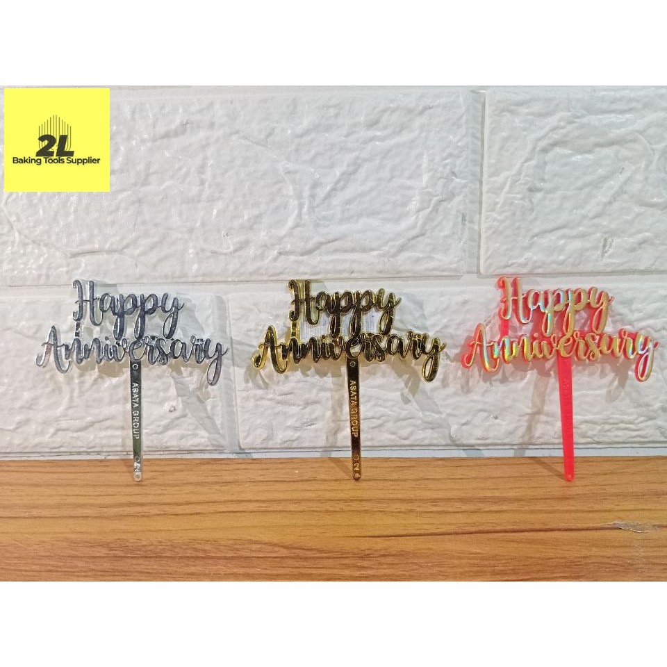 Jual Topper tusuk happy anniversary topper kue tart puding cup cake ...