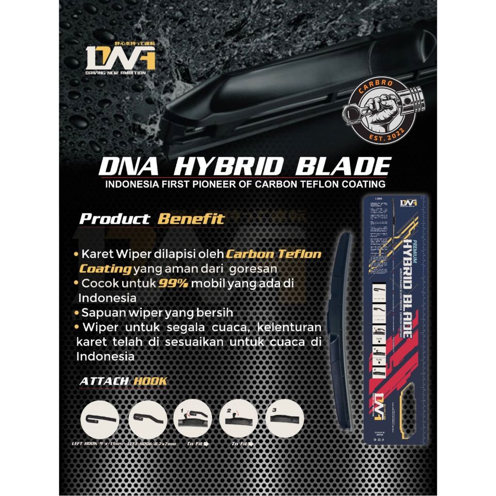 Jual Wiper Mobil DNA Hybrid Blade Universal / Wiper DNA Hybrid Blade