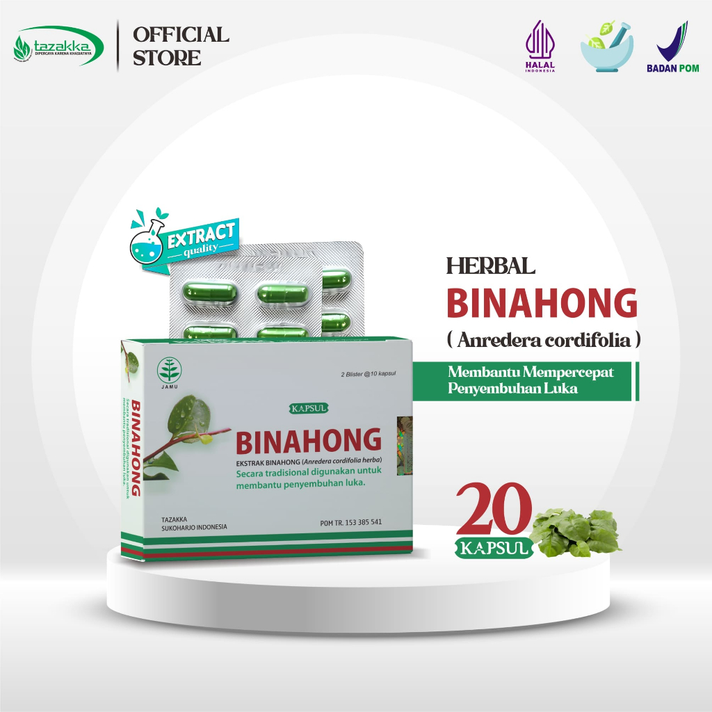 Jual Ekstrak Daun Binahong Tazakka Kemasan Blister 20 Kapsul Original