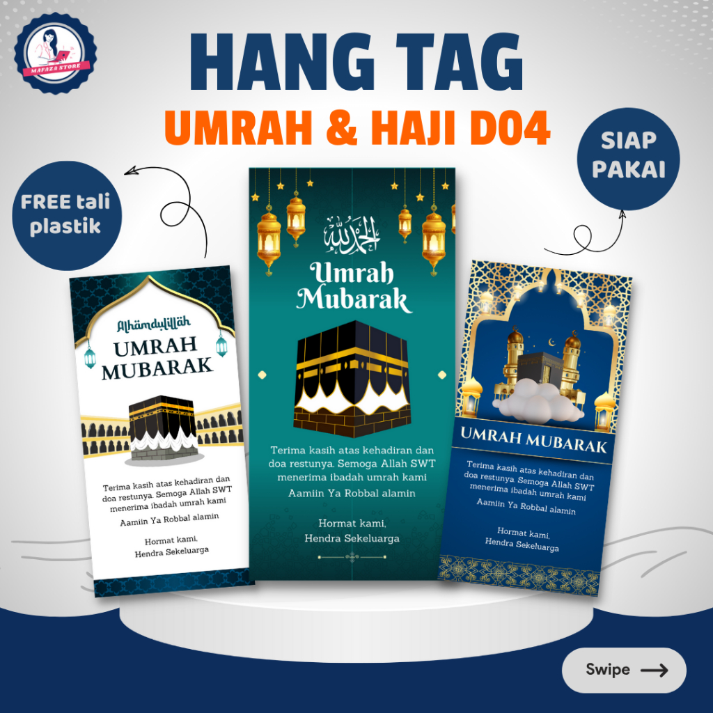 Jual Hang Tag Umrah Haji / Kartu Ucapan Umrah Islami / Gretting Card ...