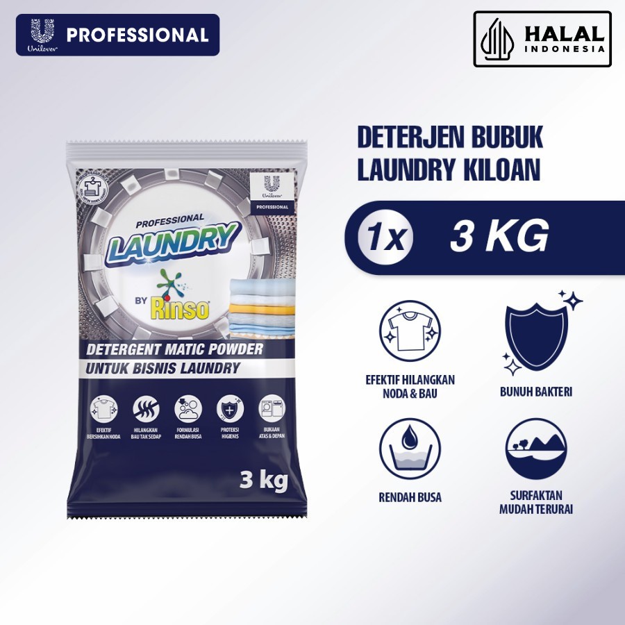 Jual Rinso Professional Detergent Laundry Kiloan Bubuk 3 Kg | Shopee ...