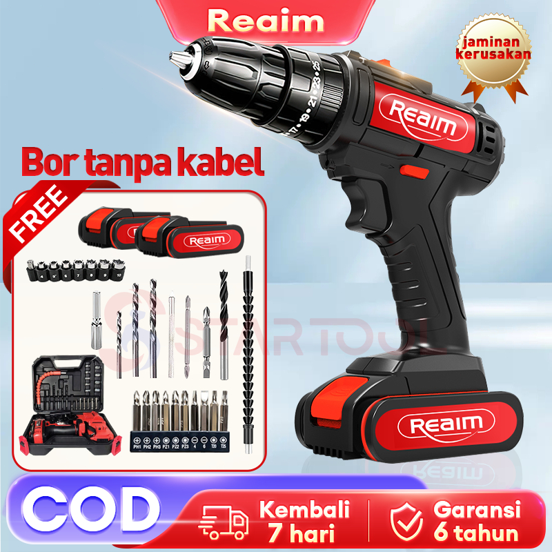 Jual Realm Bor Baterai Bor Cas Bor Listrik Bor Cordless Drill Obeng Mesin Cordless Screwdriver