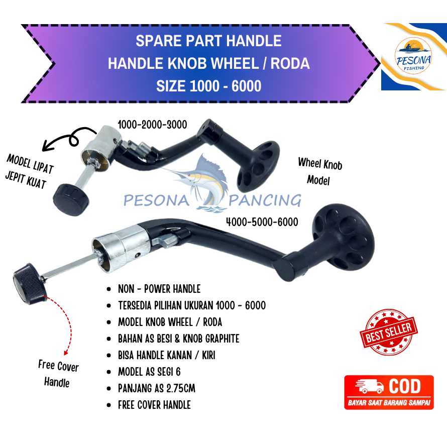 Jual Sparepart Handle Reel Pancing Wheel / Roda Knob 1000 - 6000 (Non ...