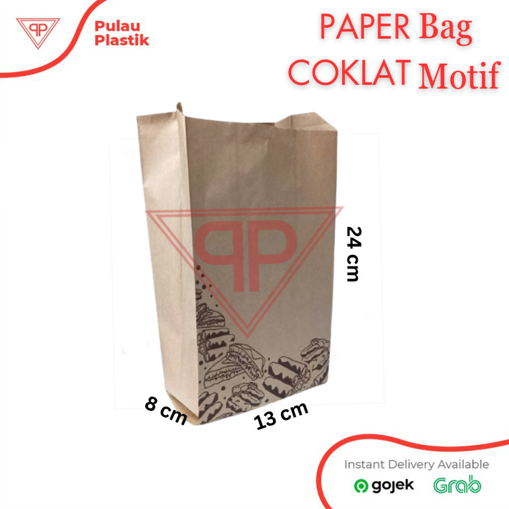 Jual Paper Bag Roti Coklat Motif 13x8x24 / Kantong Kertas Warna Coklat ...
