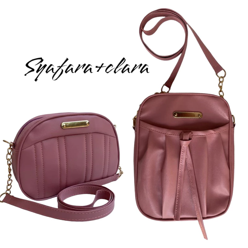 2Tas Clara+Syafara Dasty Pink---Taskorean Stiyle-Taskekenian-Slingphon-Slingbag | AutoStock