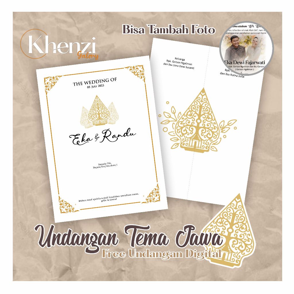 Jual undangan custom tema jawa undangan pernikahan jawa gunungan wayang