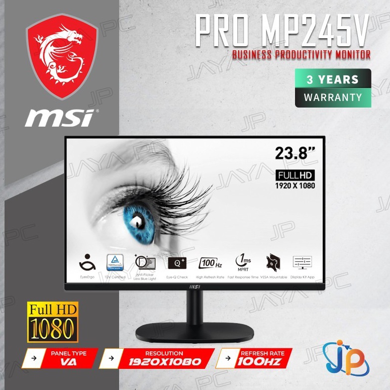 Jual KODE P76S Monitor MSI LED PRO MP245V Full HD 24 Inch | Shopee ...