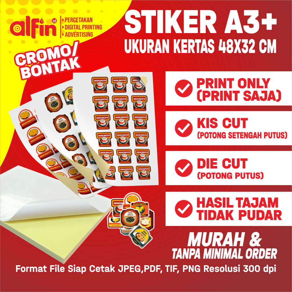 Jual Cetak Stiker Murah A3 Print A3 Stiker Cromo Stiker Bontak Label Kemasan Shopee 8711