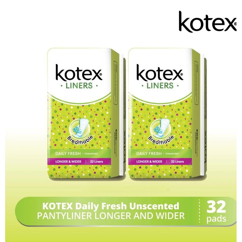 Jual Kotex Fresh Liners Longer & Wider Panty Liner Pembalut 32 s - Daun ...