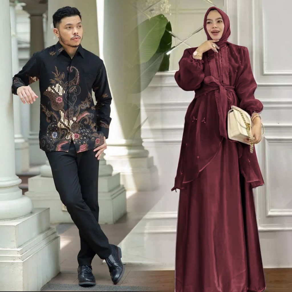 Jual Batik Couple Termurah Gamis Brukat Couple Fidelya Baju Couple Pasangan Dress Couple 1365