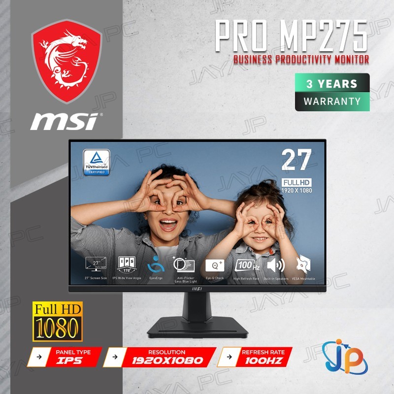 Jual Monitor MSI LED IPS PRO MP275 Full HD 27" Inch Shopee Indonesia