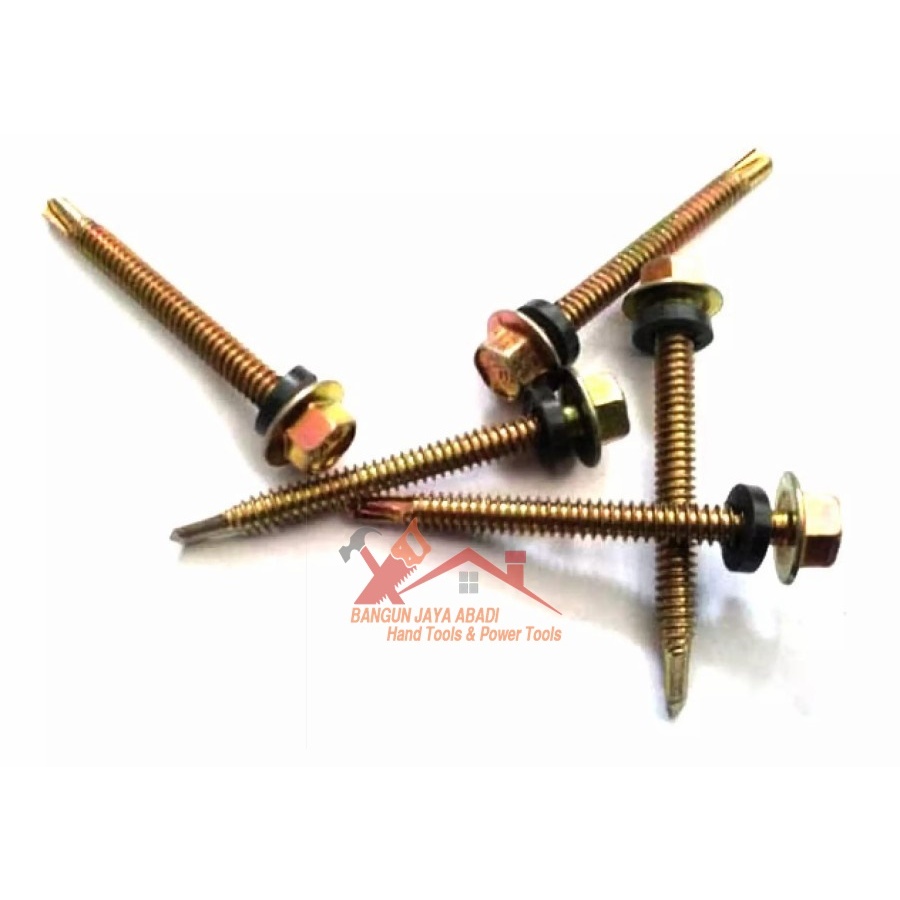 Jual 50PCS SEKRUP SKRUP ROOFING RUFING RUPING KUNING BAUT BAJA RINGAN ...