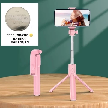 Tripod Tongsis Bluetooth 4 IN 1 Flash Light Tripod Bluetooth Selfie Stick LED Flash Selfi Stik