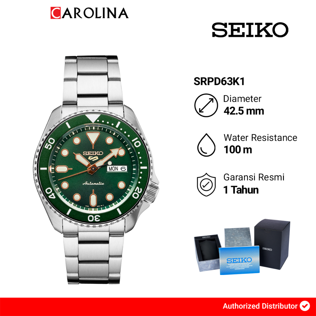 Jual Jam Tangan Pria Seiko 5 Sports Srpd63k1 Skx Sports Style Automatic Green Dial Hulk