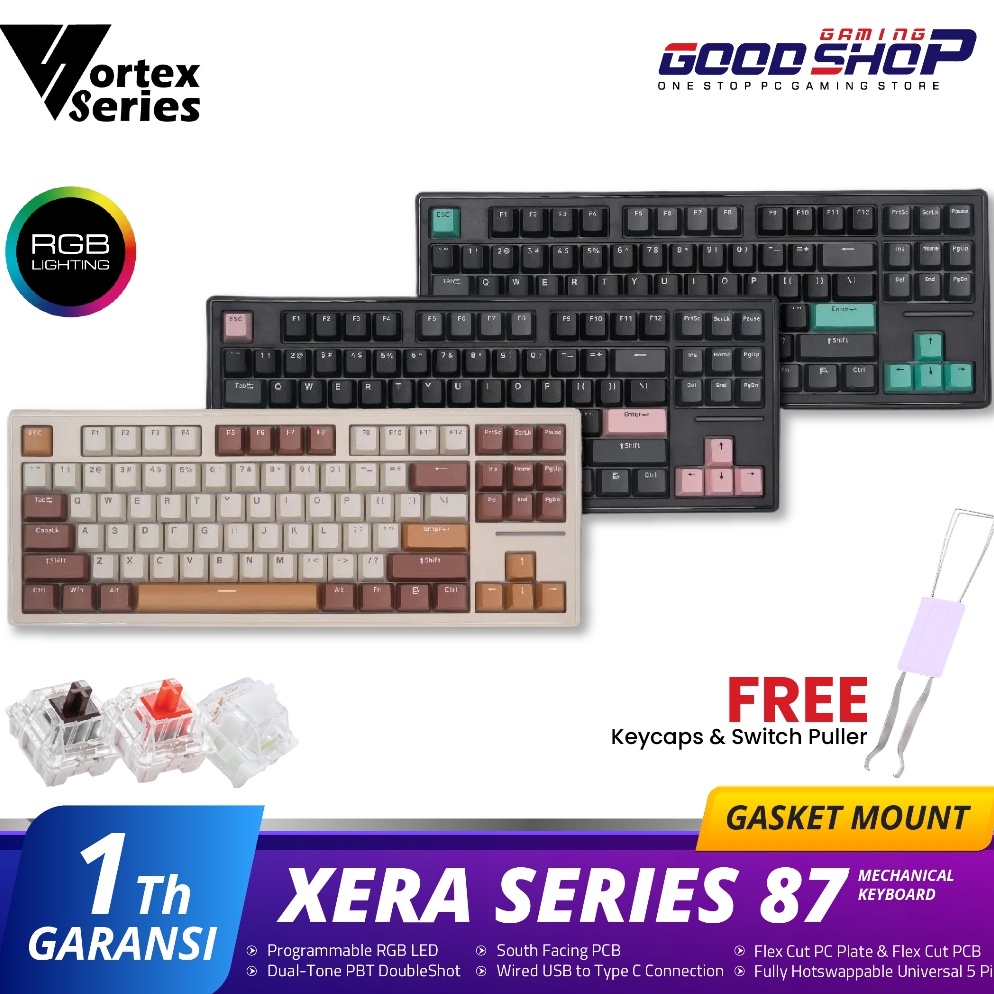 Jual ART H83Y VortexSeries Xera Series 87 Wired Gasket Mount Keyboard ...