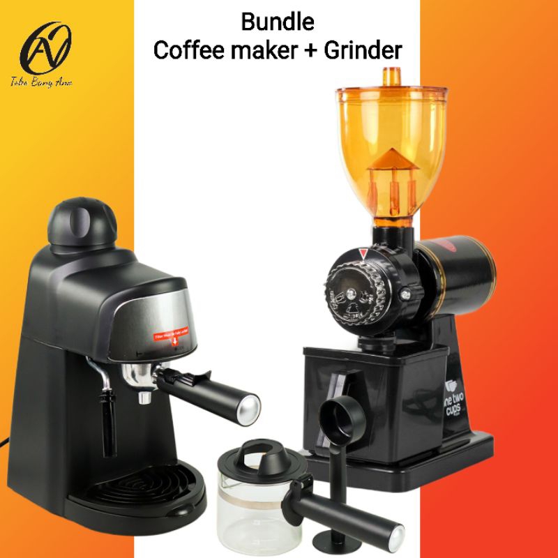 Jual Paket Mesin Espresso Coffee Maker Dan Grinder Elektrik Model N Shopee Indonesia