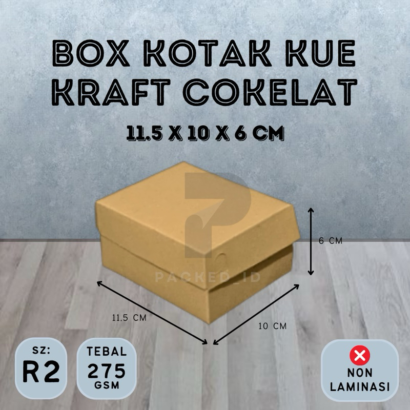 Jual Box Kotak Kue (R2) Kraft Cokelat ukuran 11,5x10x6 cm Ketebalan ...