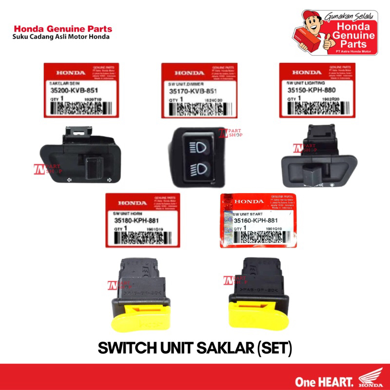 Jual Paket Switch Unit (Saklar) Set (5 item) Original - BeAT & Vario CW ...