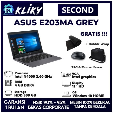 Jual Notebook Asus E203MA intel Celeron N4000 Ram 4Gb HDD 500GB Layar ...