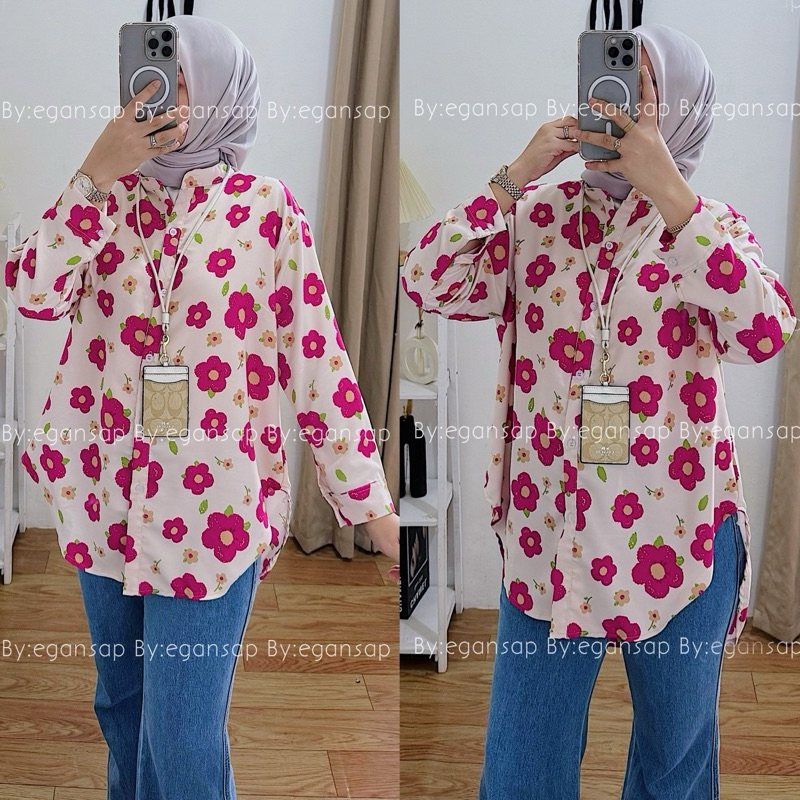 Jual Zoya Blouse Tunik Flora Kemeja Atasan Wanita Shakila Sera Flower