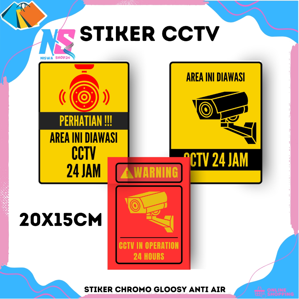 Jual Stiker Cctv Stiker Cctv Jam Stiker Sign Kamera Cctv Jam