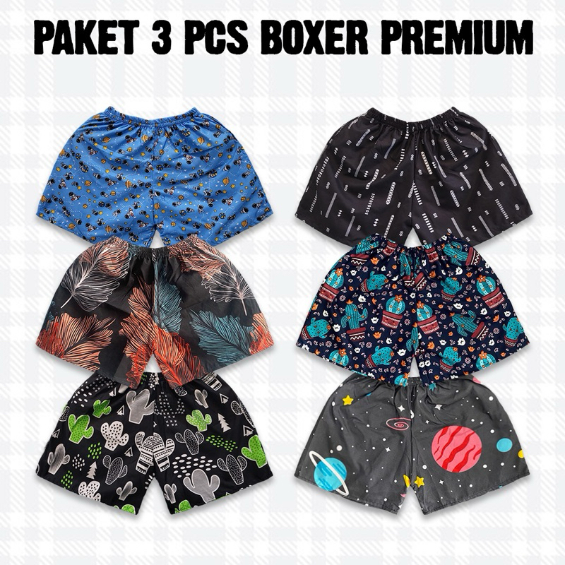 Jual Paket 3 Pcs Celana Boxer Pria Wanita Celana Santai Boxer Motif