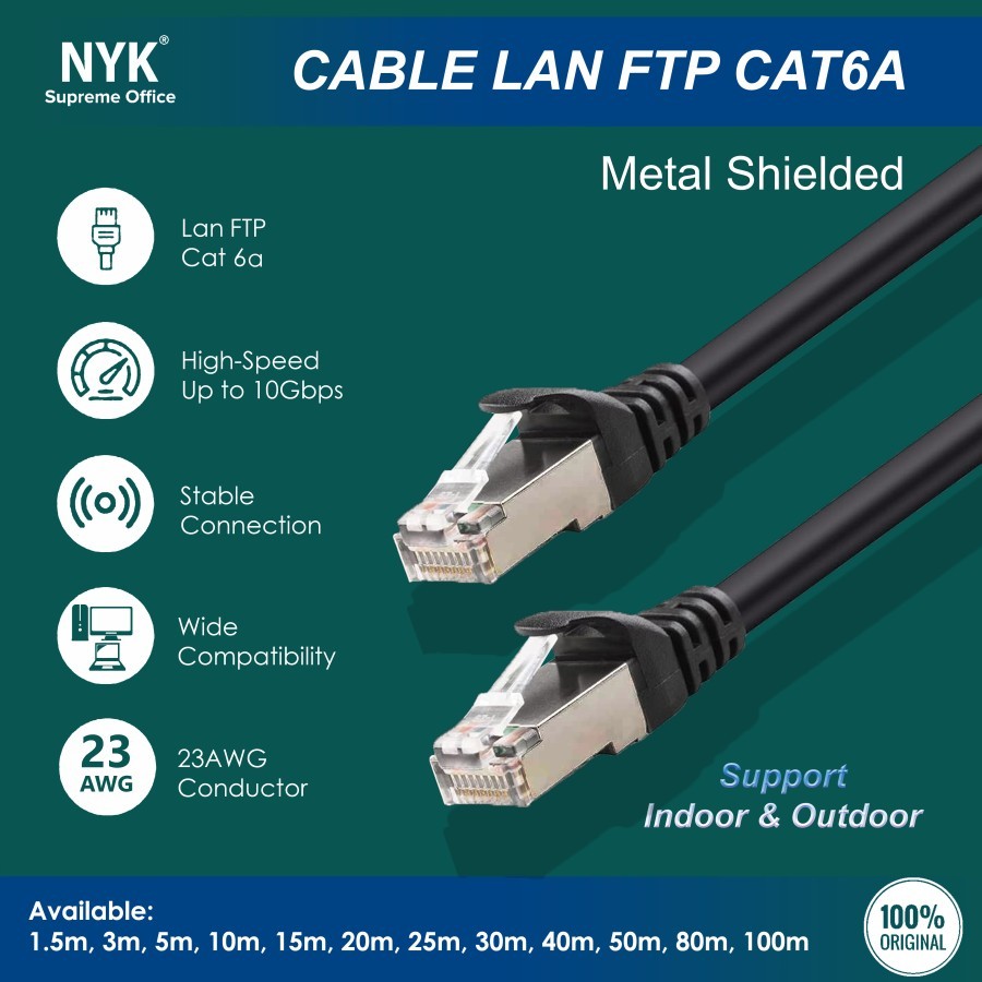 Jual Cable lan nyk 80 meter cat 6a 6 Ftp shield metal outdoor gigabit ...