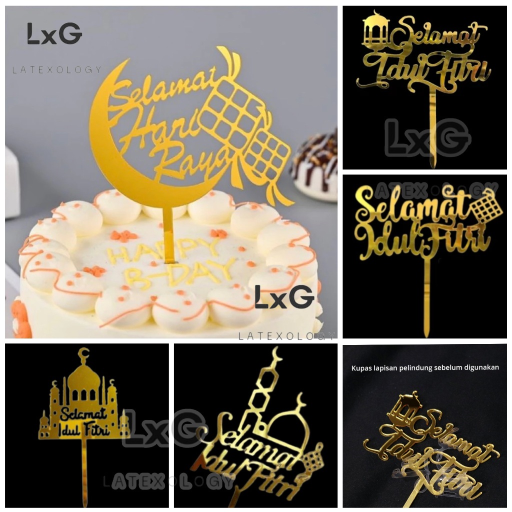 Jual Cake Topper Akrilik Idul Fitri Lebaran Ramadhan Ketupat Lontong