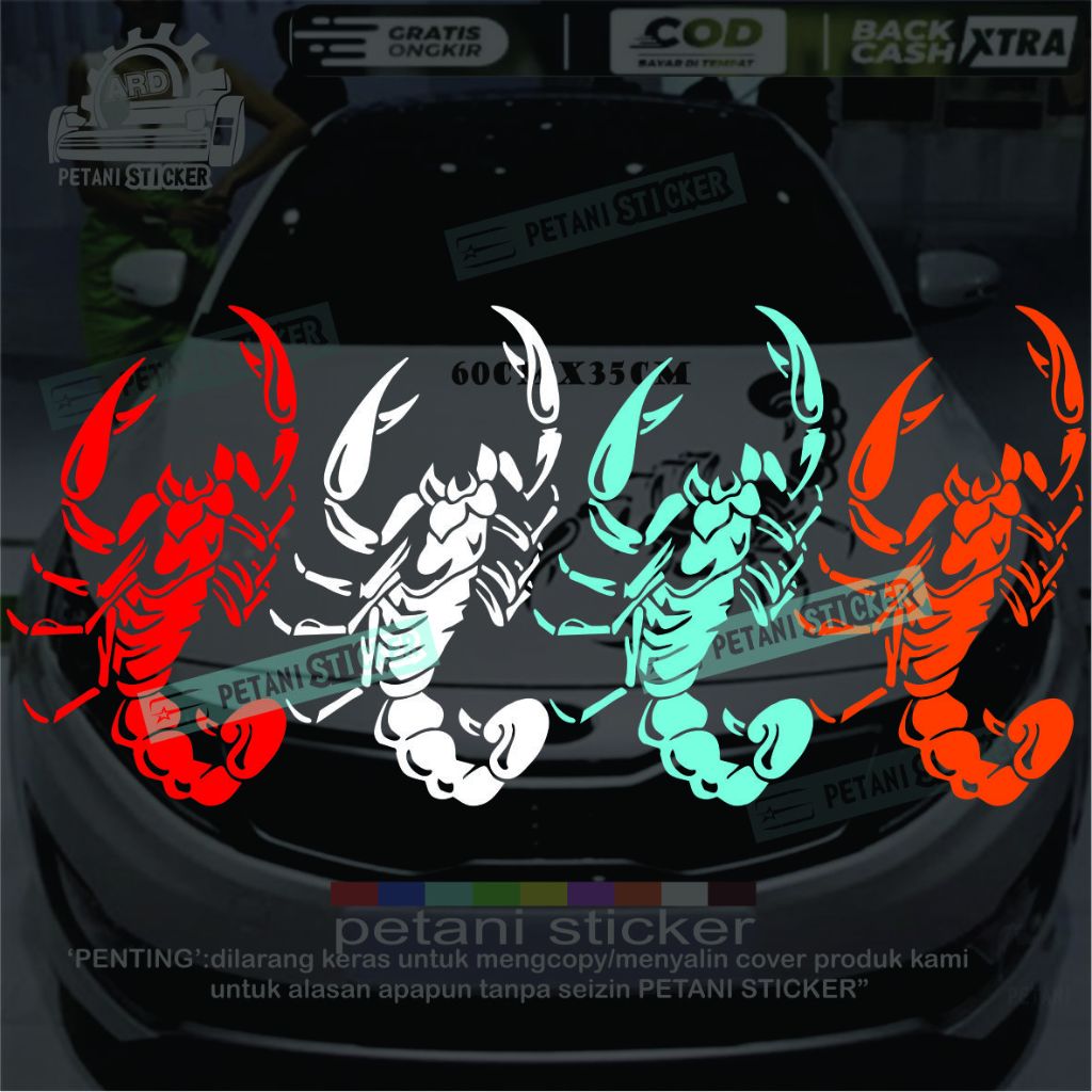 Jual stiker sticker kap mobil scorpion kalajengking kap depan body ...