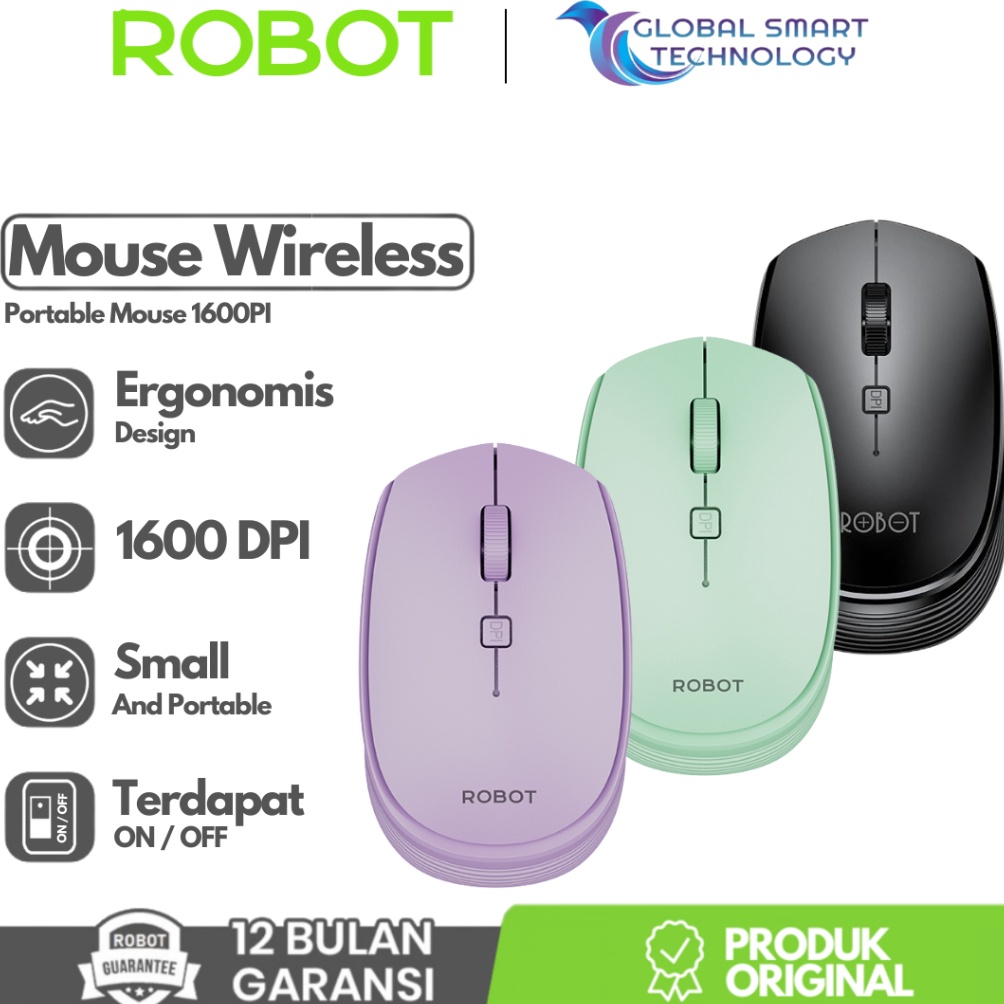 Jual 22 MALL ROBOT M25 Wireless Mouse Optical 24Ghz Power ONOFF 16DPI ...