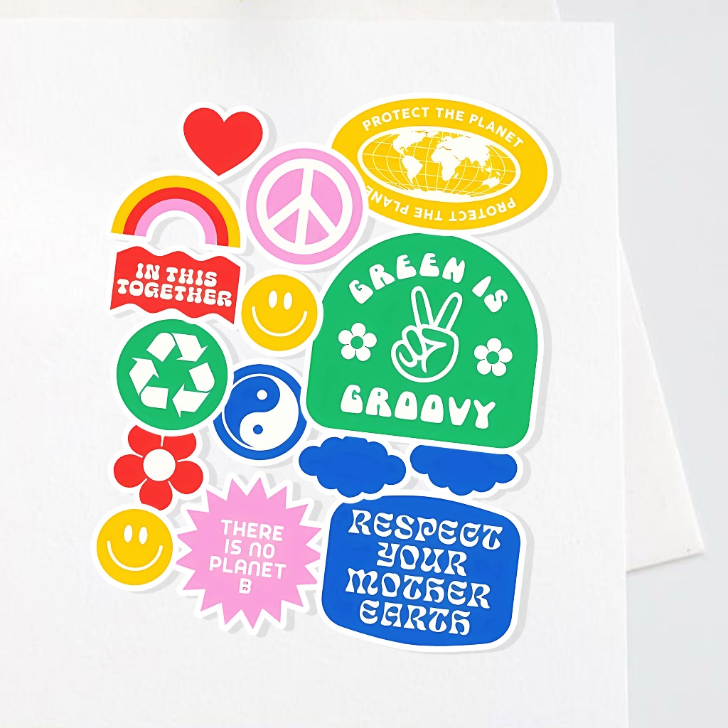 Jual Sticker Protect The Planet Aesthetic Stiker Waterproof (15pcs ...