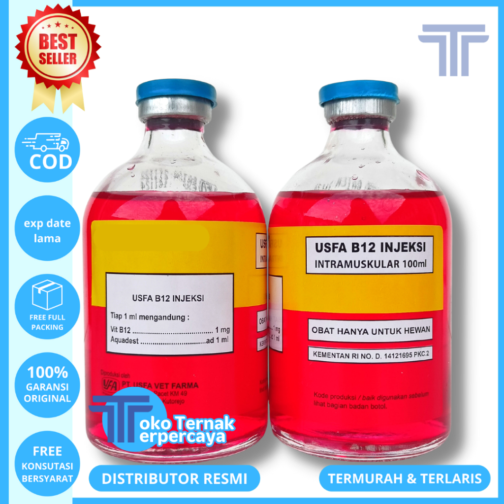 Jual USFA B12 INJEKSI 100 ML - Vitamin B12 Injeksi Hewan - Vitamin Ayam ...