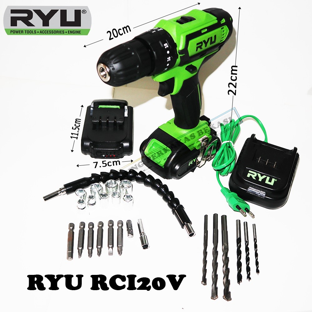 Jual RYU Cordless Impact Drill 20 Volt RCI20 Mesin Bor 10mm Cordless 20 ...