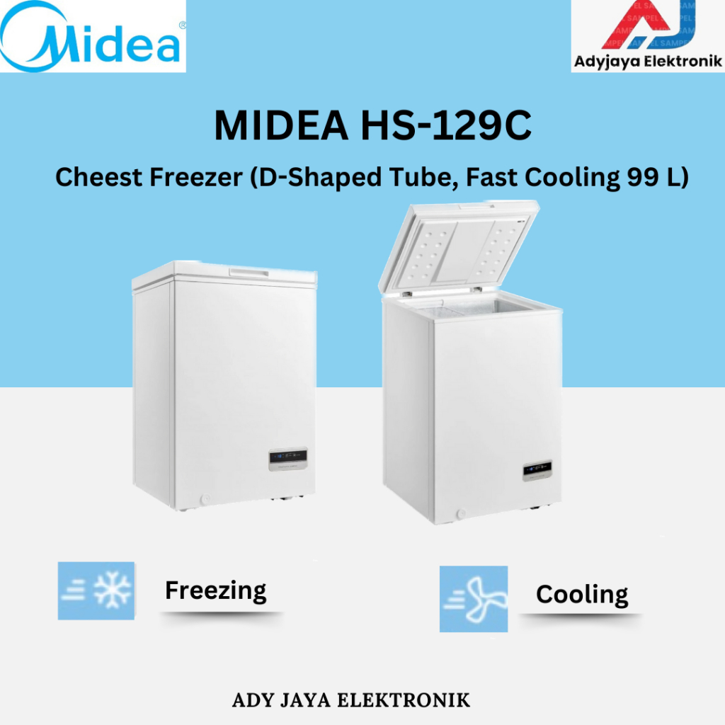 Jual CHEST FREEZER MIDEA HS-129C (D-Shaped Tube, Fast Cooling 99L ...