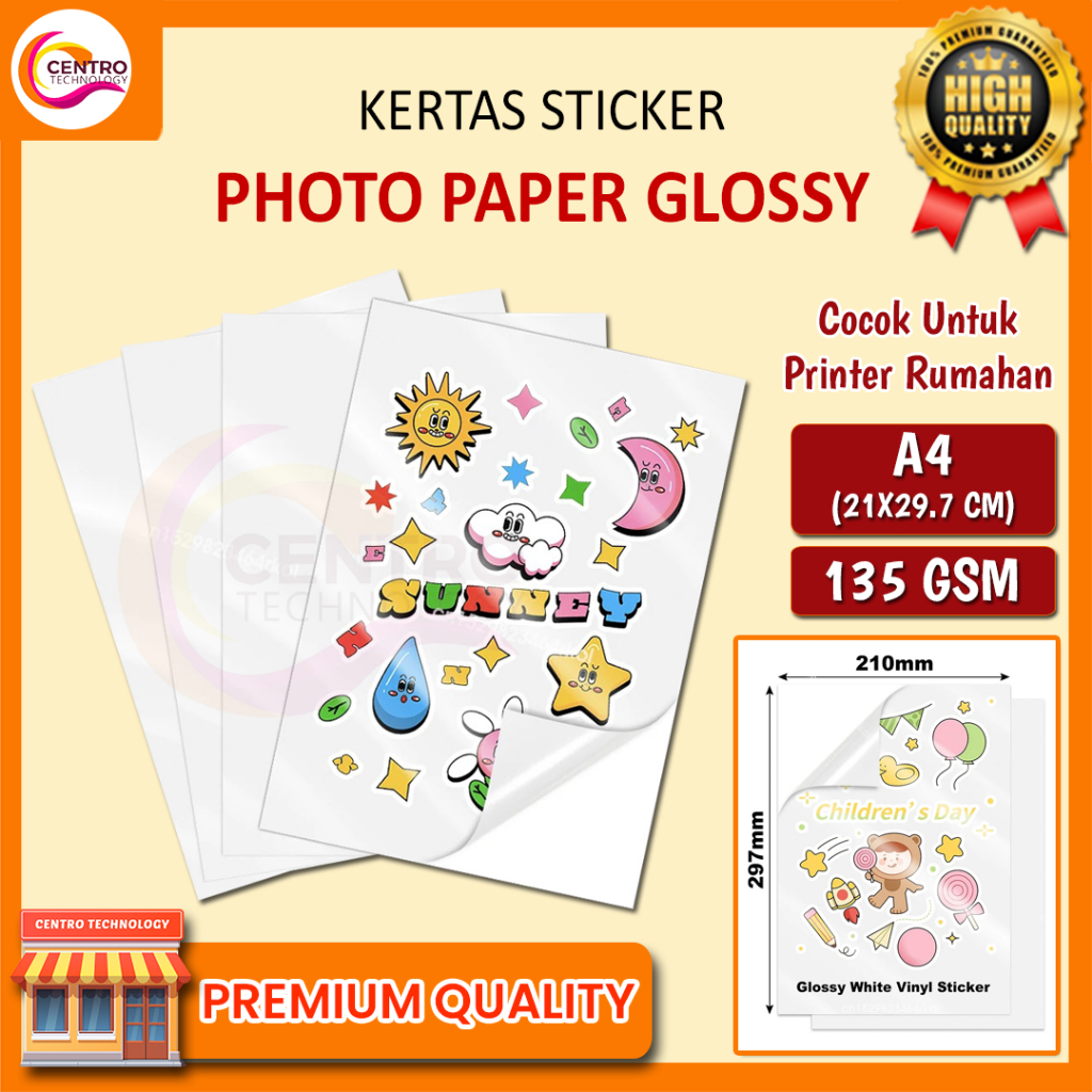 Jual Kertas Sticker Glossy Photo Paper A4 Isi 20 Lembar Kertas