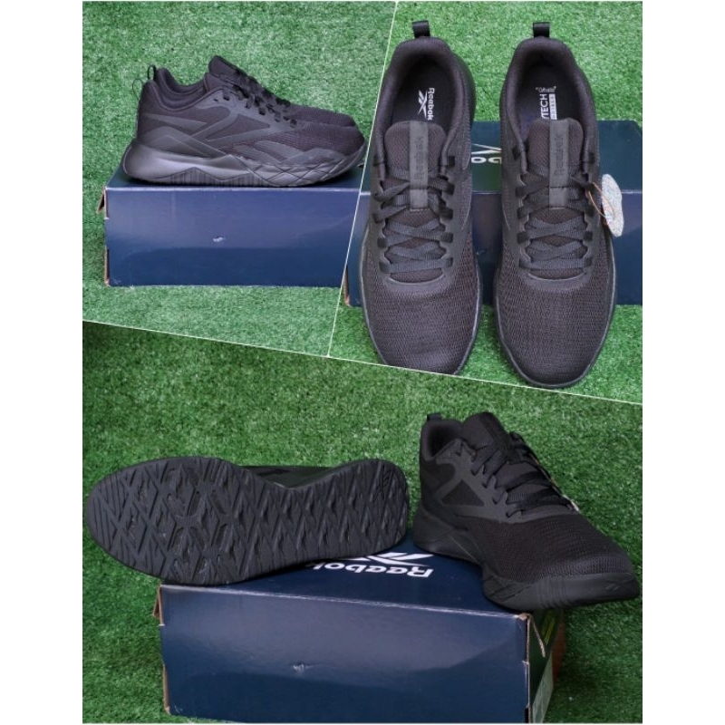 SEPATU REEBOK RUNNING FULL BLACK ORIGINAL 100%
