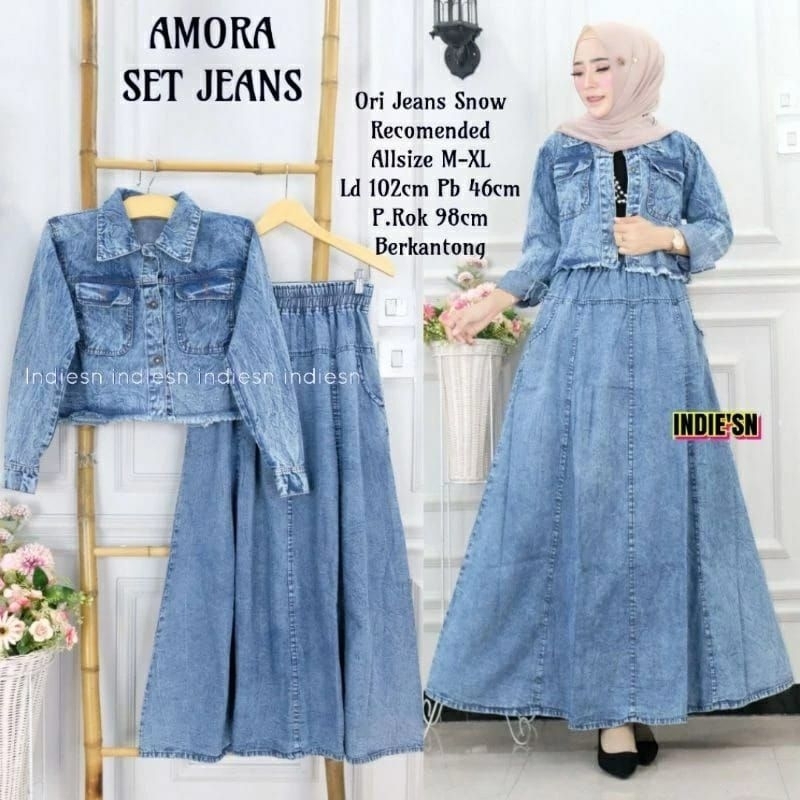 Jual Setelan Jaket Dan Rok Jeans Model Baru | Shopee Indonesia