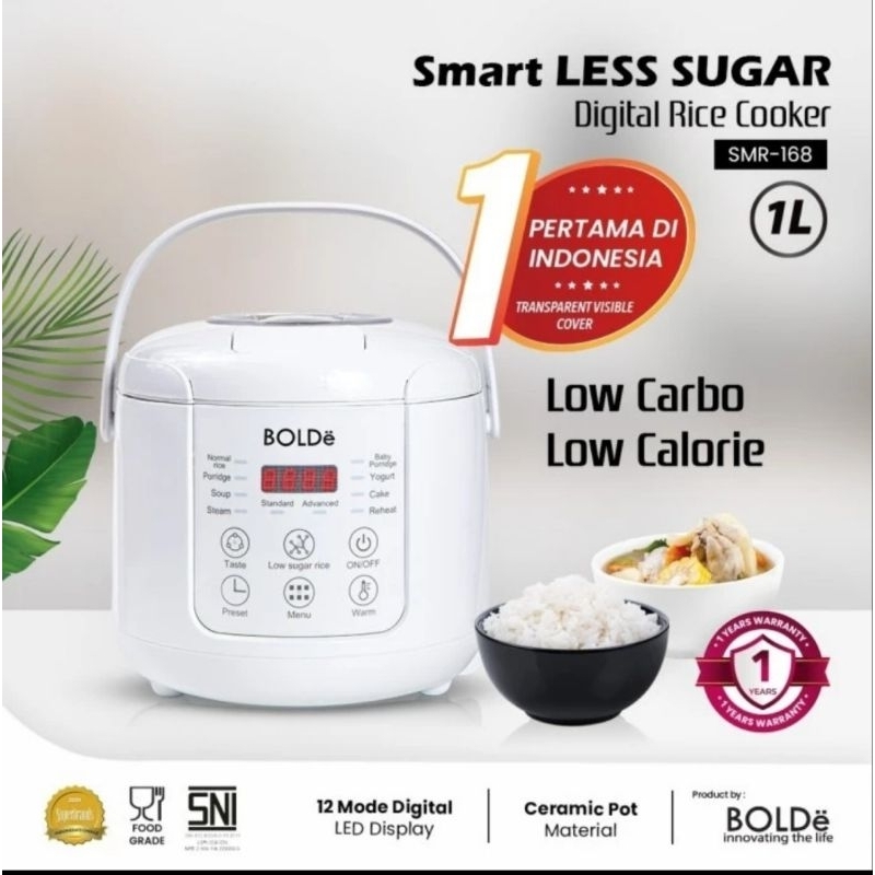 Jual BOLDe Smart Less Sugar Digital Rice Cooker 1L SMR168 Magic Com