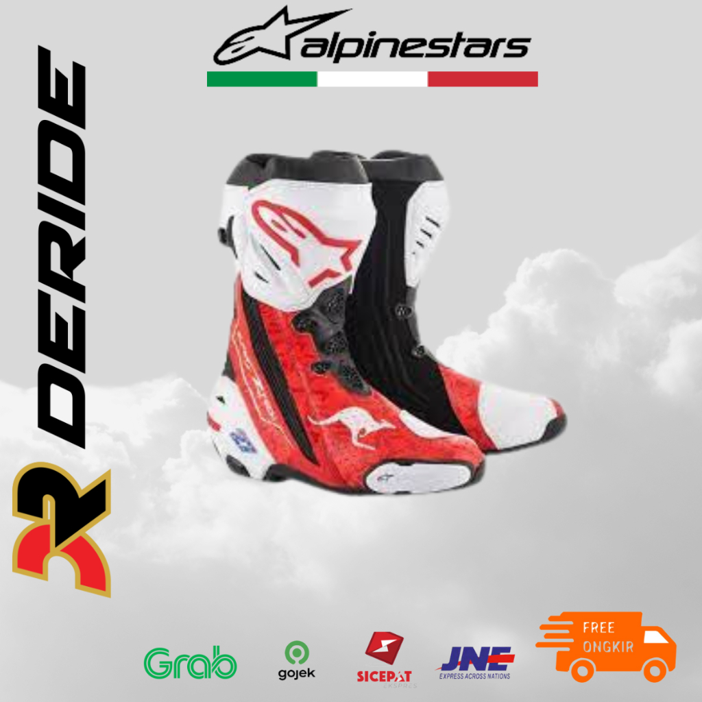 Jual Sepatu Riding ALPINESTARS SUPERTECH R STONER REPLICA Red Fluo Black White Vented Boots Racing Shopee Indonesia