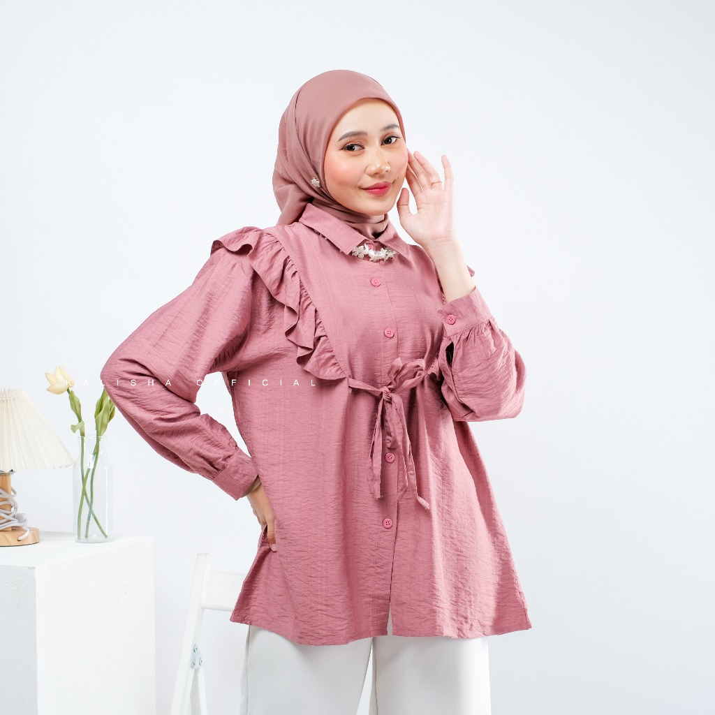 Jual Alenza Blouse Baju Atasan Wanita Terbaru Atasan Muslim Wanita Polo Linen Busui Wudhu 8599