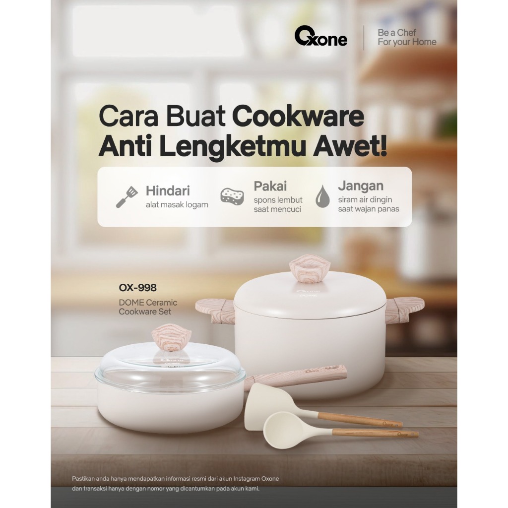 Jual Oxone OX998 Dome Ceramic Cookware Set 2 Ceramic + 2 Spatula ...