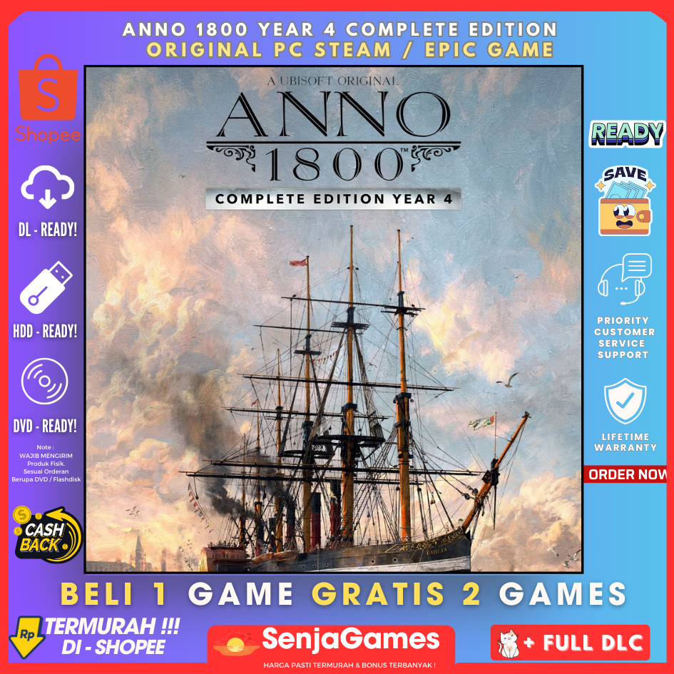 Jual anno 1800 year 4 complete edition pc original game shopee indonesia