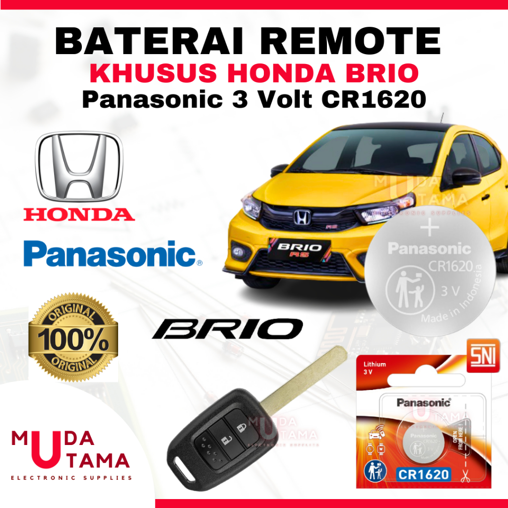 Jual Baterai Remote Mobil HONDA BRIO - ORIGINAL PANASONIC CR1620 3 Volt