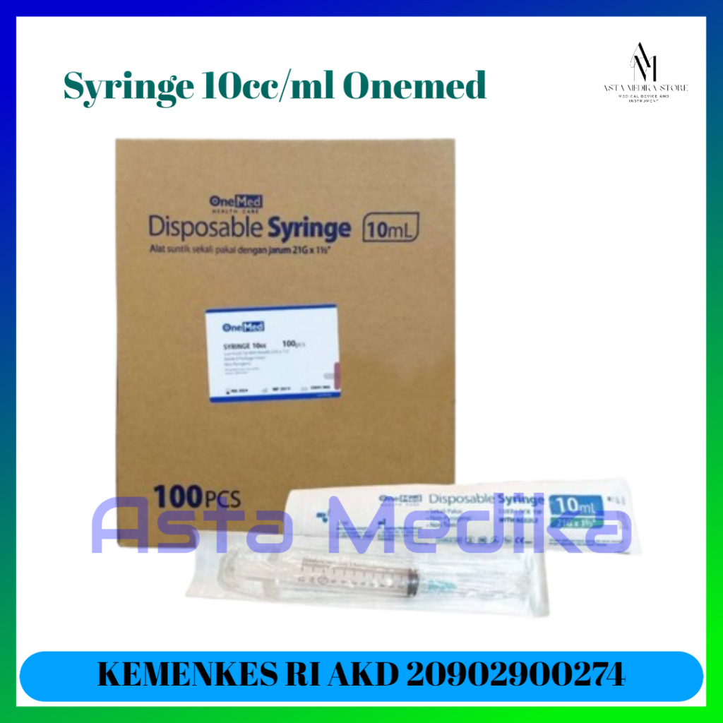 Jual Disposable Syringe Spuit 10cc With Needle Onemed / Suntikan 10ml ...